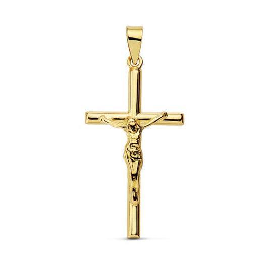 18k cruz oro amarillo Cristo palo redondo 27 × 14 mm
