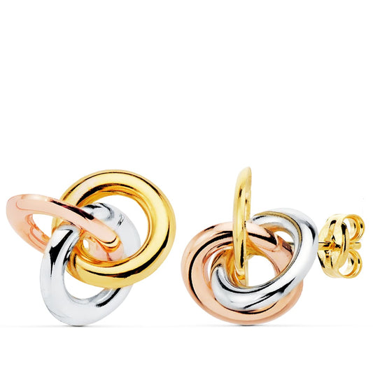 Pendientes nudos oro tricolor brillo 14x14 mm - Joyería Ferraz, Calle Ferraz 27, Moncloa-Aravaca Argüelles Madrid