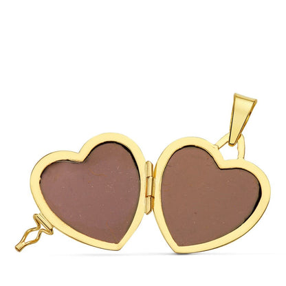 Guardapelo Dije Portafotos Oro Amarillo Corazón Liso 18k - 21x21 mm