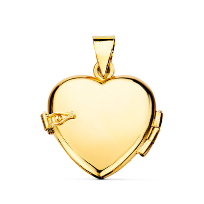 Guardapelo Dije Portafotos Oro Amarillo Corazón Liso 18k - 21x21 mm