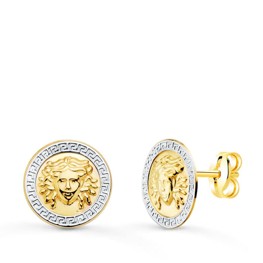 Pendientes bicolor Medusa y borde de greca 12 mm - Joyería Ferraz, Calle Ferraz 27, Moncloa-Aravaca Argüelles Madrid