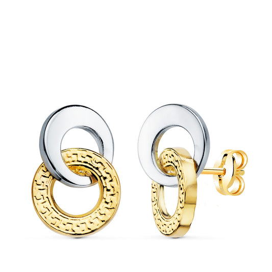 Pendientes doble aro liso y greca bicolor - Joyería Ferraz, Calle Ferraz 27, Moncloa-Aravaca Argüelles Madrid