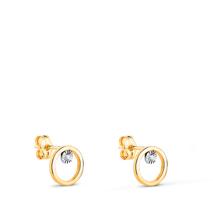 Pendientes redondos bicolor con circonitas - Joyería Ferraz, Calle Ferraz 27, Moncloa-Aravaca Argüelles Madrid