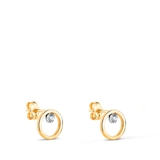 Pendientes redondos bicolor con circonitas - Joyería Ferraz, Calle Ferraz 27, Moncloa-Aravaca Argüelles Madrid