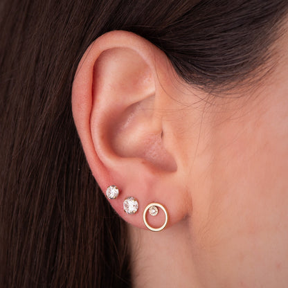 Pendientes redondos bicolor con circonitas - Joyería Ferraz, Calle Ferraz 27, Moncloa-Aravaca Argüelles Madrid