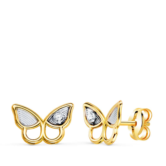Pendientes mariposa bicolor con circonitas - Joyería Ferraz, Calle Ferraz 27, Moncloa-Aravaca Argüelles Madrid