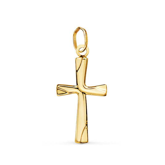 18k cruz oro amarillo lisa en brillo hueca 21 × 12 mm