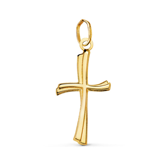 18k cruz oro amarillo lisa en brillo hueca 21 × 12 mm