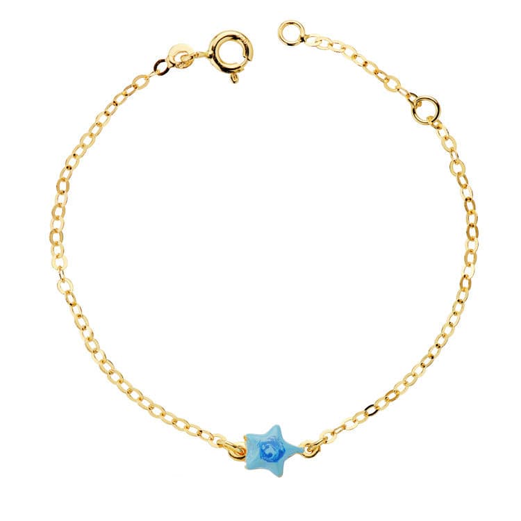 18k pulsera oro amarillo bebé estrella esmalte 14 cm