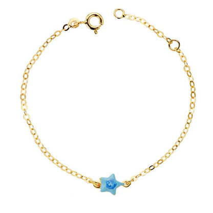 18k pulsera oro amarillo bebé estrella esmalte 14 cm