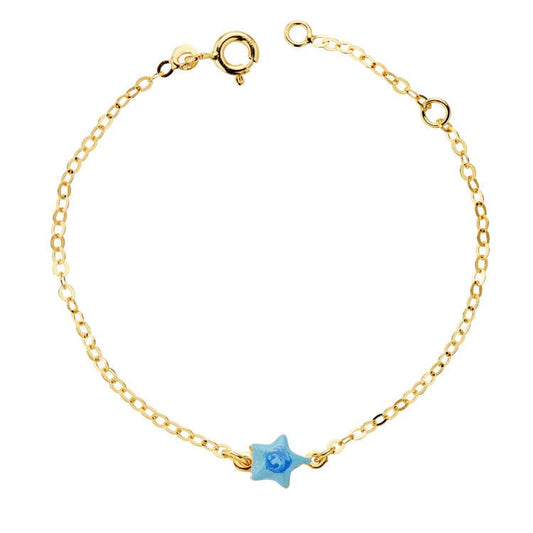 18k pulsera oro amarillo bebé estrella esmalte 14 cm