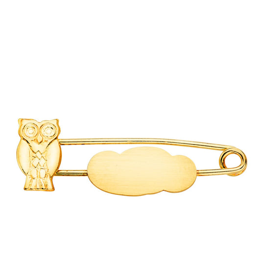 18k alfiler oro amarillo búho y nube mate 29×10 mm