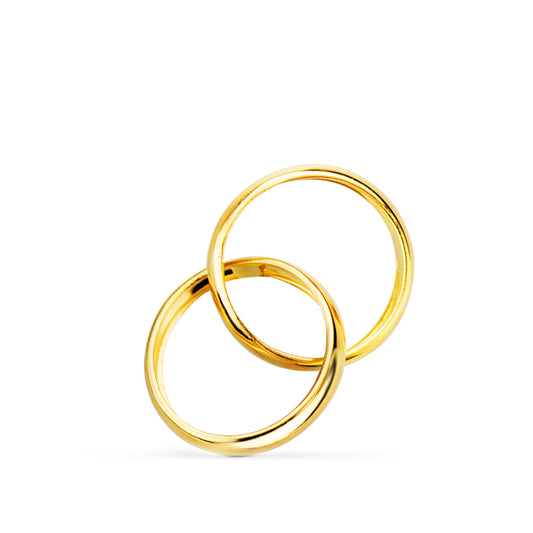 Colgante oro amarillo dos alianzas. 18k 9 mm