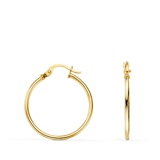 18k pendientes aros criollas oro amarillo huecos redondos tubo redondo 21 mm. grosor 1,5 mm