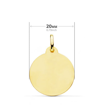 18k medalla oro amarillo virgen María bisel 20 mm