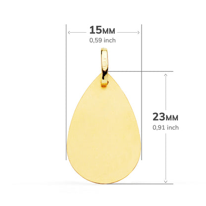18k medalla oro amarillo virgen niña gota talla clásica 23×15 mm
