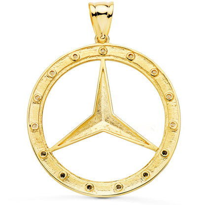 Medalla oro amarillo estrella con circonita 18k 35 mm