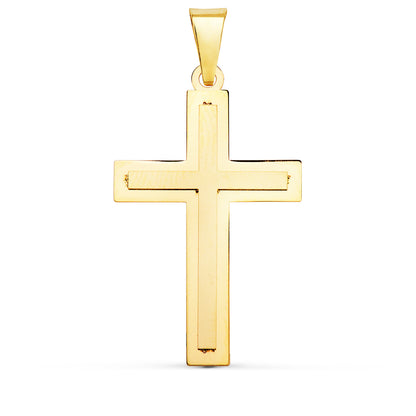 18k cruz oro amarillo brillo y mate sin Cristo 32 × 20 mm