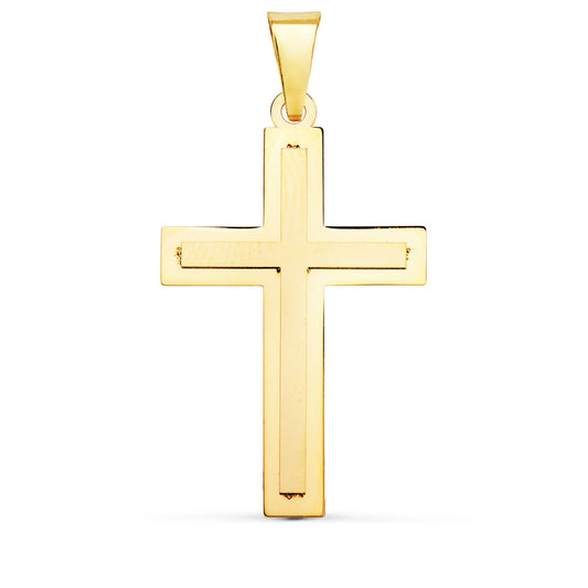 18k cruz oro amarillo brillo y mate sin Cristo 32 × 20 mm