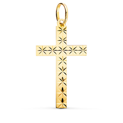18k cruz oro amarillo sin Cristo tallada 35 × 19 mm