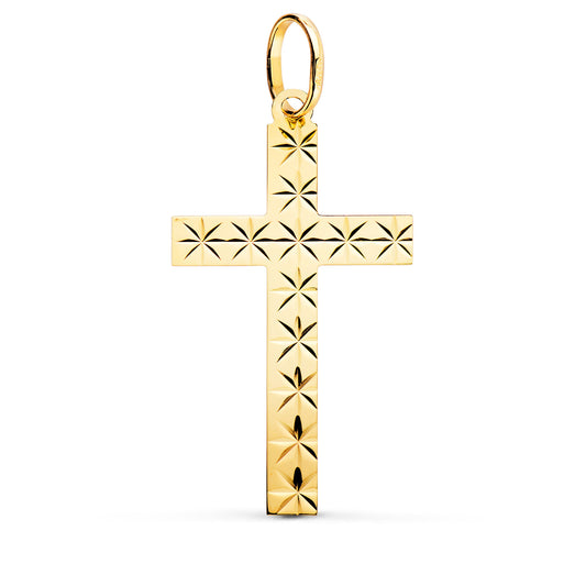 18k cruz oro amarillo sin Cristo tallada 35 × 19 mm