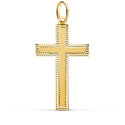 18k cruz oro amarillo sin Cristo bordes tallados 35 × 20 mm