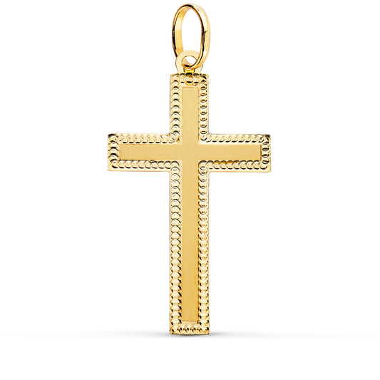 18k cruz oro amarillo sin Cristo bordes tallados 35 × 20 mm