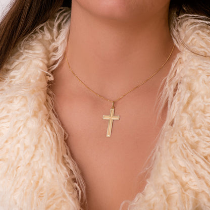 18k cruz oro amarillo sin Cristo bordes tallados 35 × 20 mm