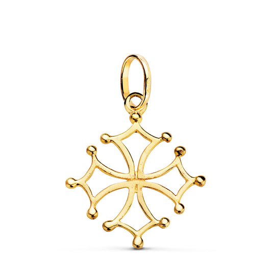18k colgante cruz de Occitania oro amarillo 23 × 21 mm