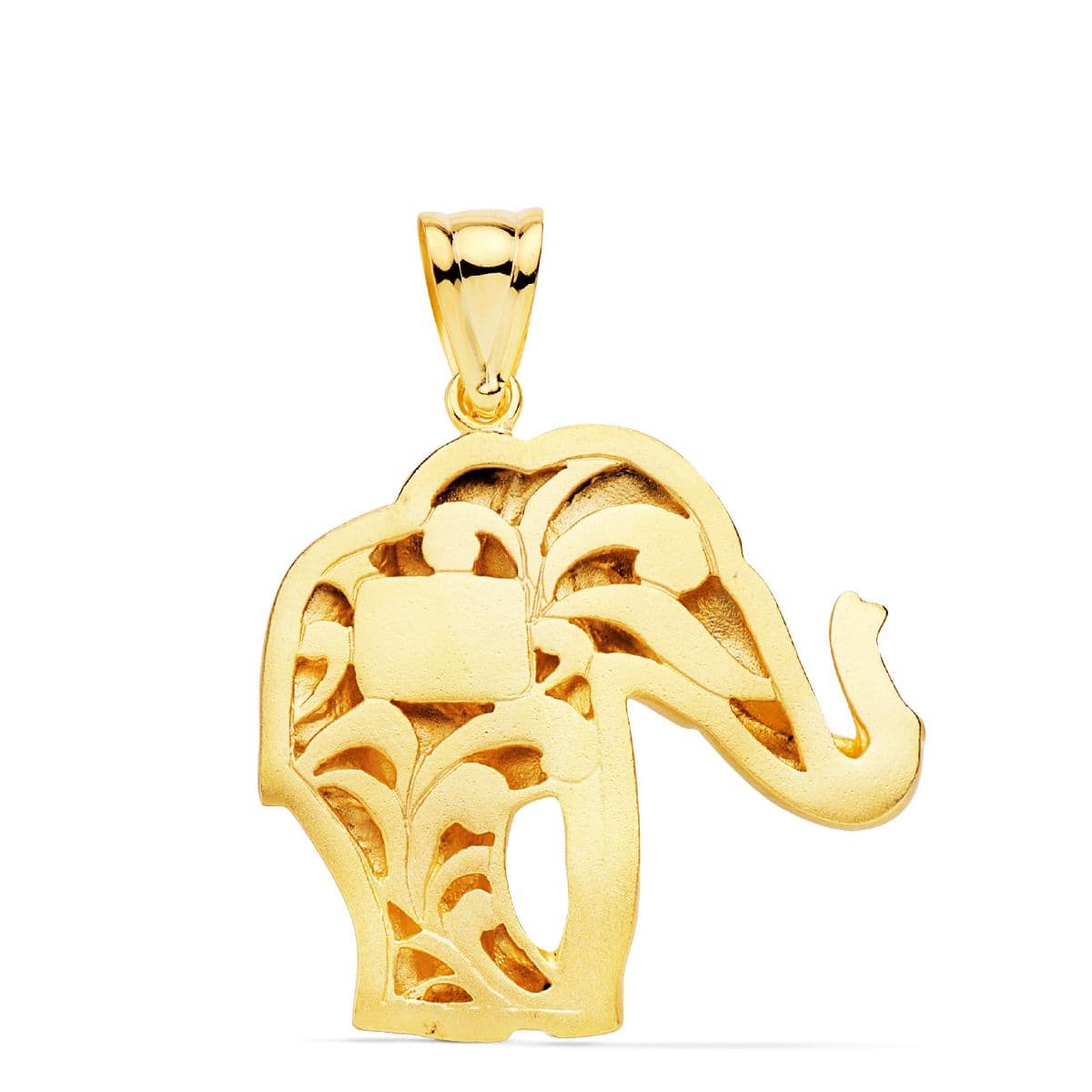 Colgante elefante silueta oro amarillo 18k 32×30 mm