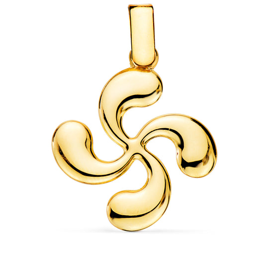 18k colgante oro amarillo lauburu brillo forrado 28 × 25 mm