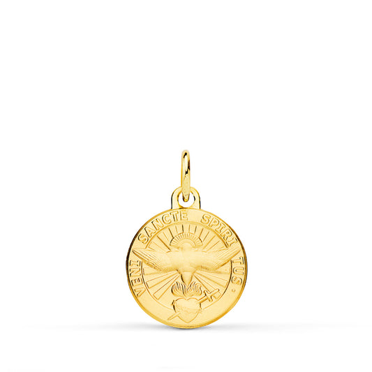 18k medalla oro amarillo Espíritu Santo latín matizada 14 mm