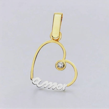 18k colgante oro amarillo corazón amor 14×14 mm